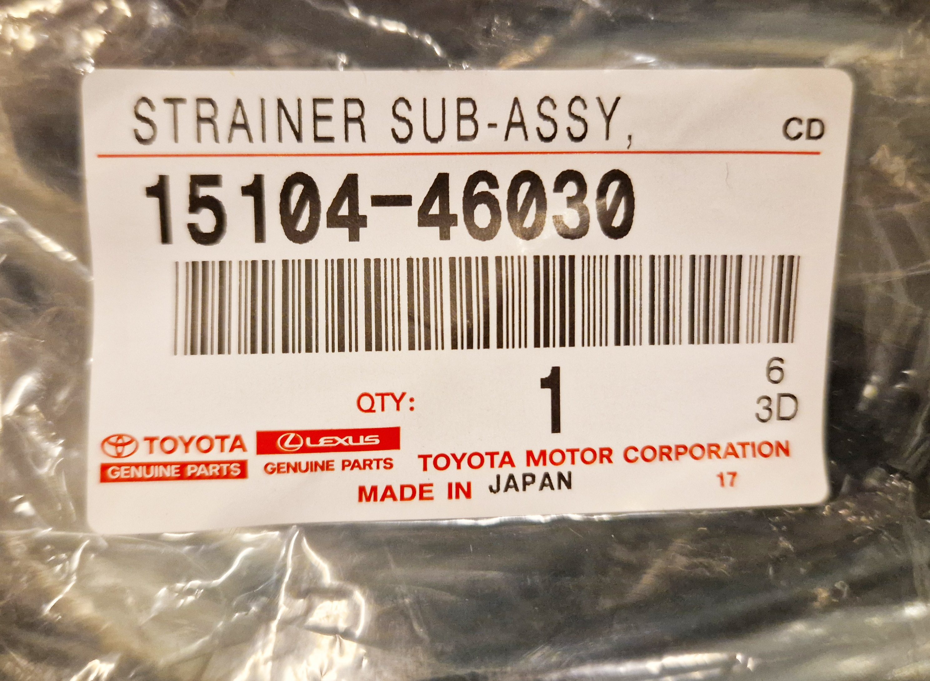 Toyota OEM rear sump oil strainer 1JZ / 2JZ - 15104-46030