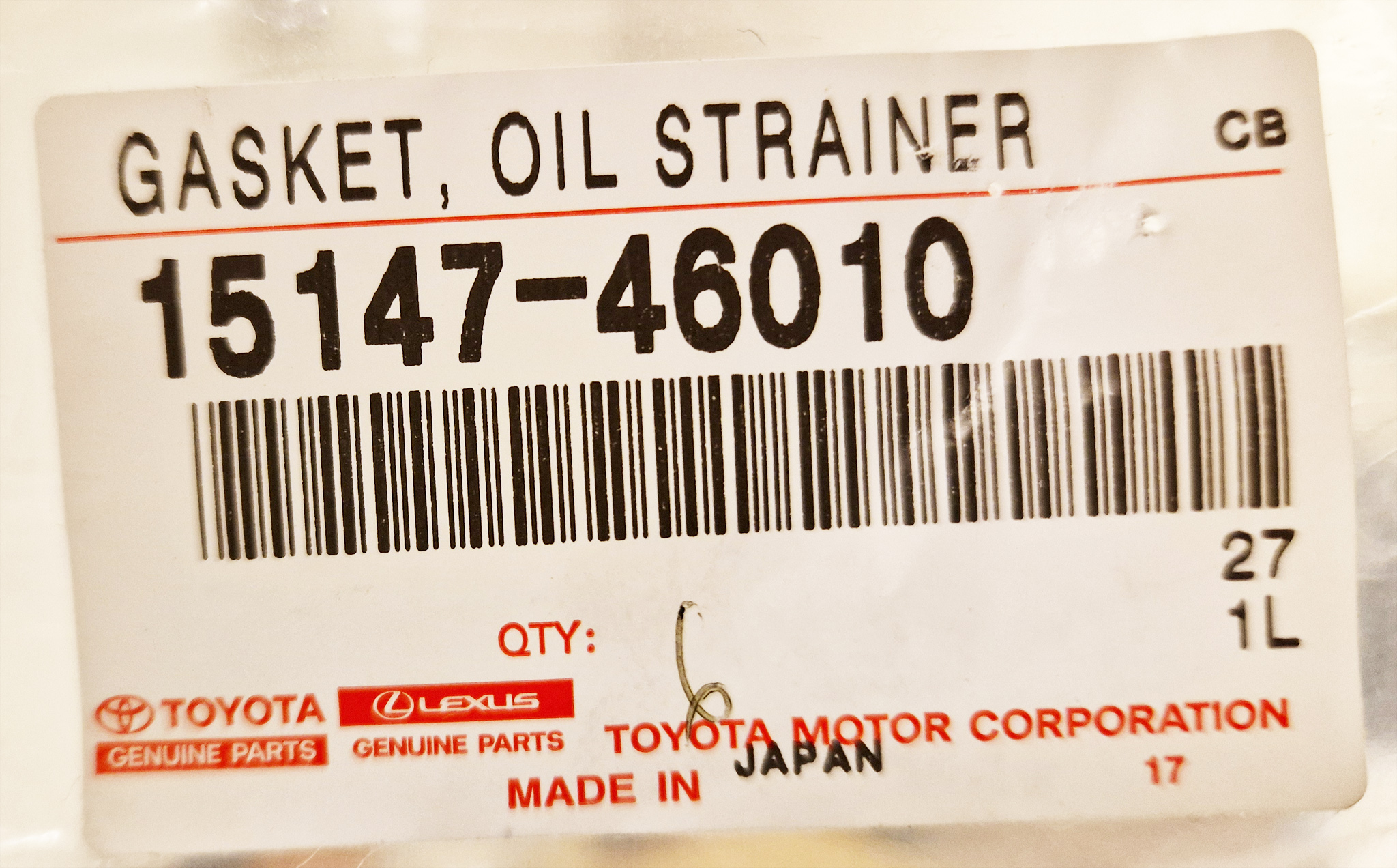 Toyota OEM oil strainer gasket - 1JZ / 2JZ