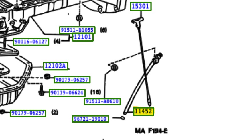 Toyota OEM rear sump dip stick guide 2JZ - 11452-46060