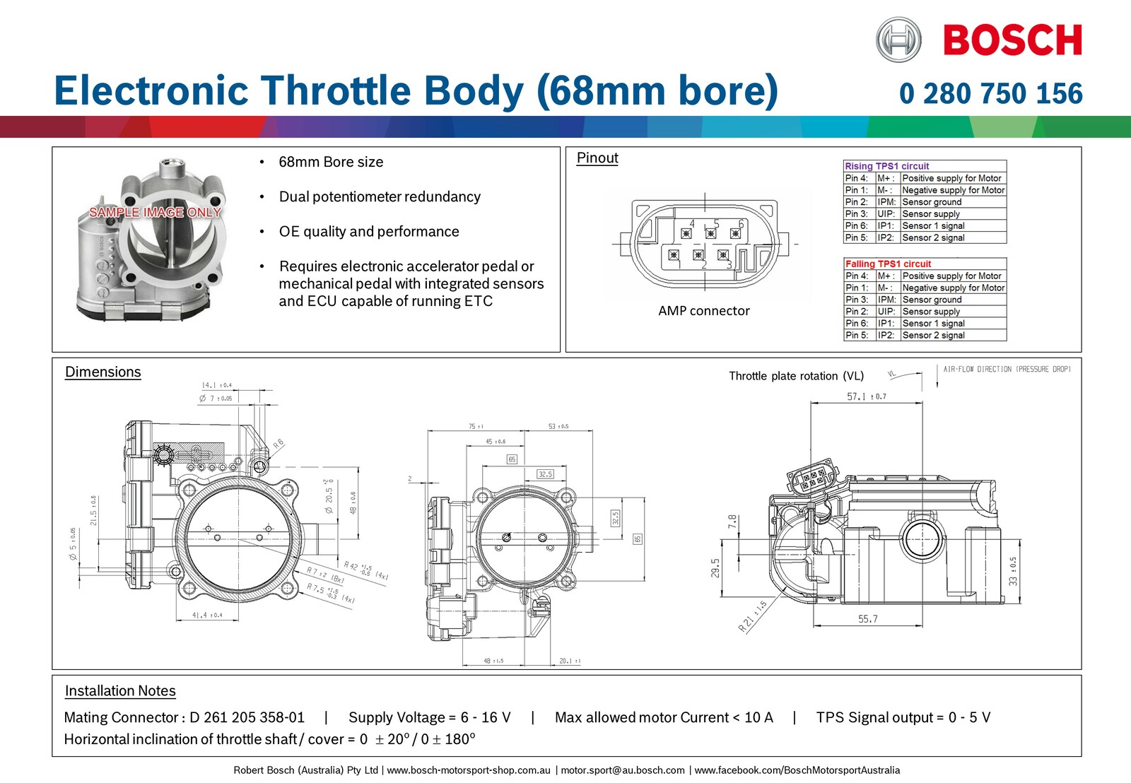 Bosch 68mm electronic throttle body