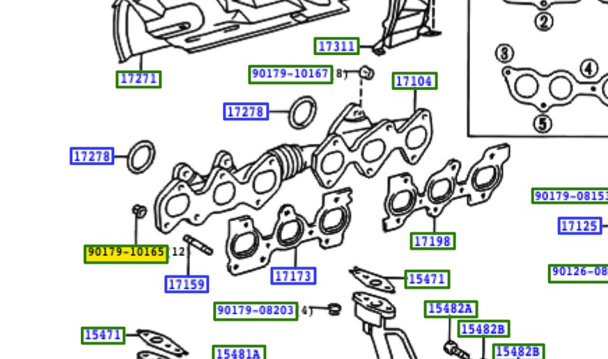 Toyota OEM moer voor uitlaatspruitstuk - 90179-10165