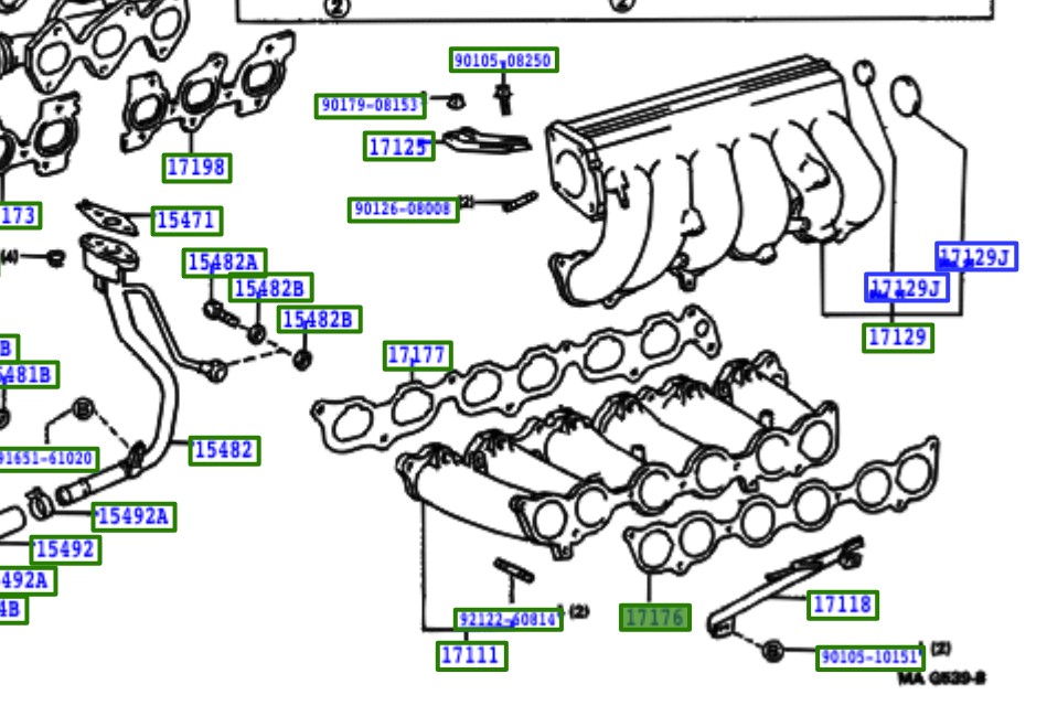 Toyota OEM inlaatpakking 17176-46030 2JZ-GTE (VVTi)