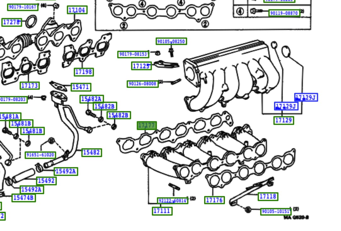 Toyota OEM inlaatpakking 17177-46031 2JZ-GTE (VVTi)