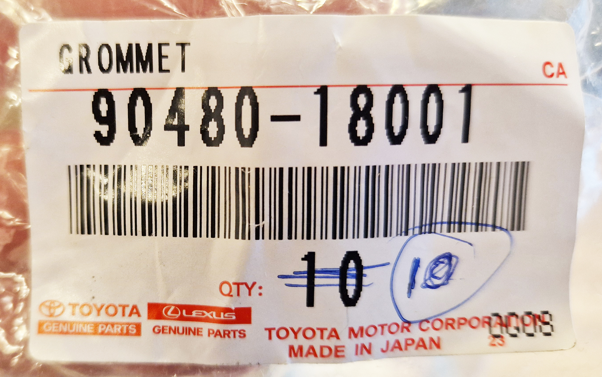 Toyota OEM grommet PCV valve - 90480-18001