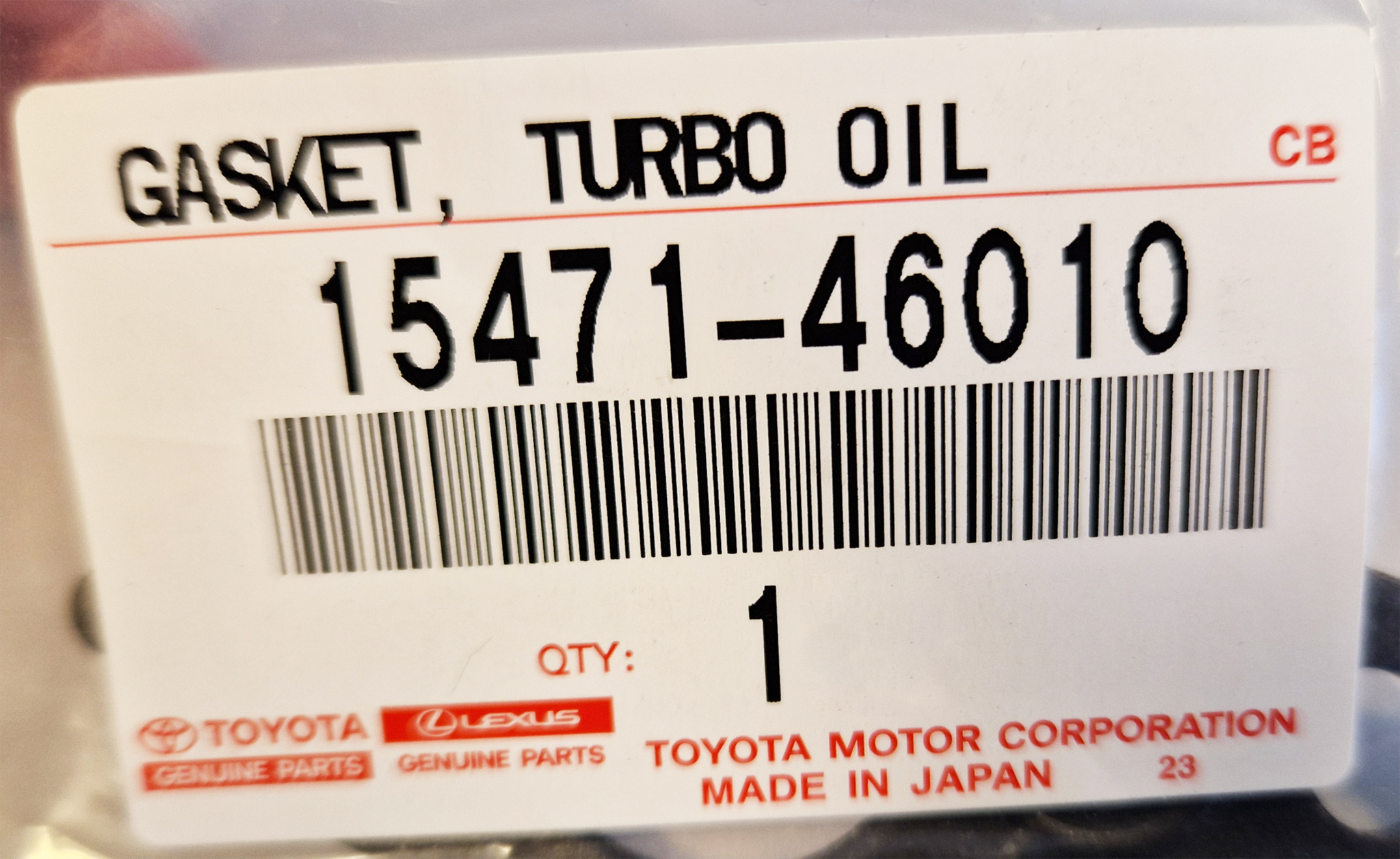 Toyota OEM turbo oil gasket 15471-46010 2JZ-GTE (VVTi)