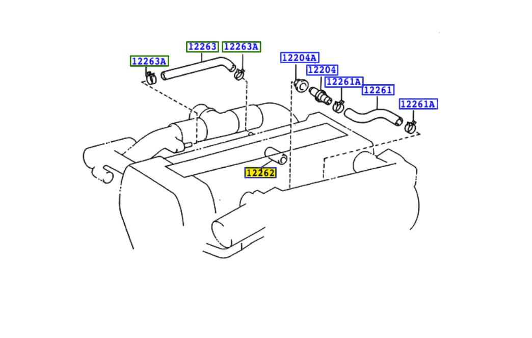 Toyota OEM slang carterventilatie - 12262-88400