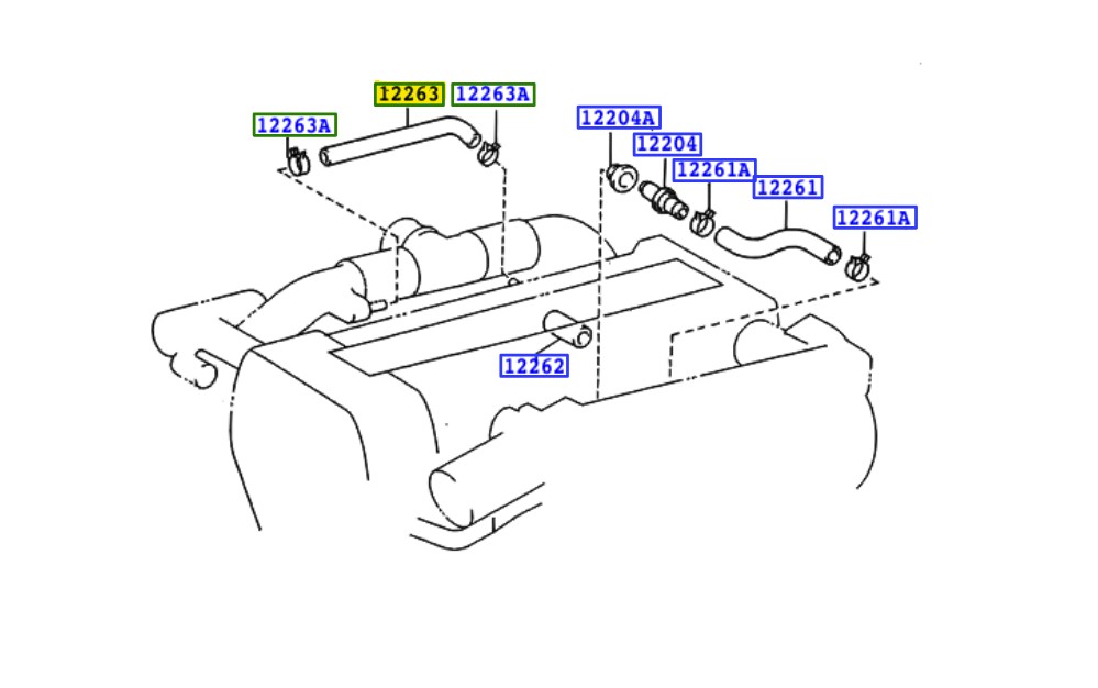 Toyota OEM slang carterventilatie - 12263-88401