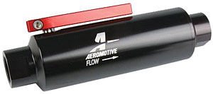 Aeromotive Filter w/ Shutoff Valve, 100-m Stainless Mesh element - Klik om te sluiten