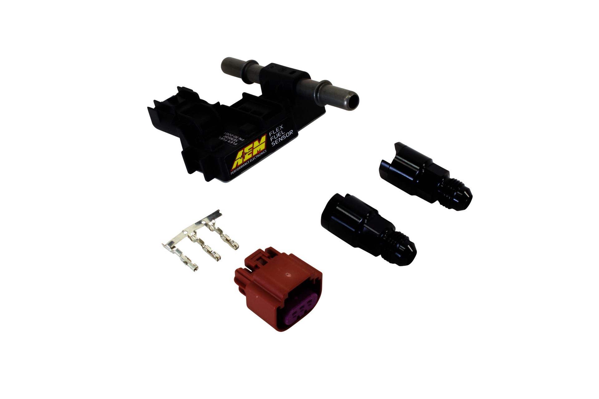 AEM Ethanol Content Flex Fuel Sensor Kit (-6 AN). -6 AN Fittings - Klik om te sluiten