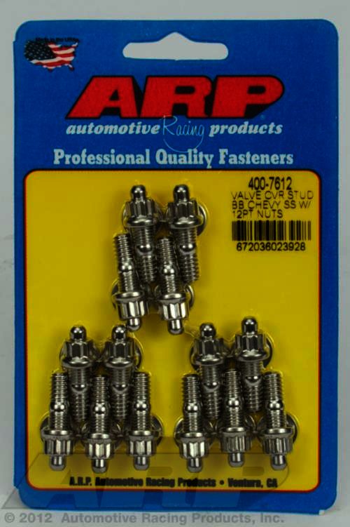 ARP BB Chevy stamped steel covers SS 12 pt valve cover stud kit - Klik om te sluiten