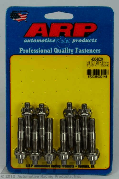 ARP M8 X 1.25 X 51mm broached stud kit - 10pcs - Klik om te sluiten