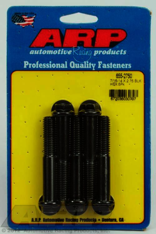 ARP 7/16-14 X 2.750 hex 1/2 wrenching black oxide bolts - Klik om te sluiten