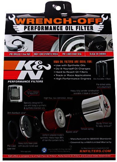 K&N POP; Counter Card, P/S Oil Filters - COUNTER TOP TENT CARD; - Klik om te sluiten