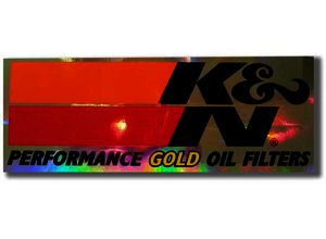 K&N Decal; Oil Filter, 12-3/16" X 4-1/2" - DECAL; PERF GLD OIL F