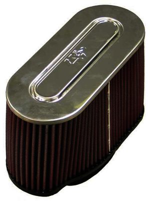 K&N Universal Chrome Filter - OVAL FLG, 8-5/8" X 4-1/2", 5-1/2"H